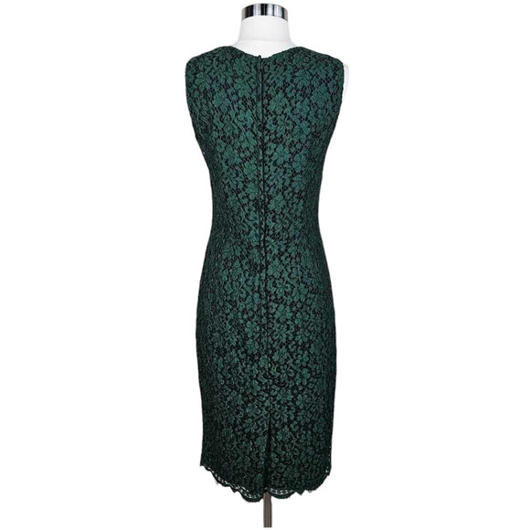 NWT Dolce & Gabbana Dark Green Lace Sleeveless Mid-Length Sheath Dress Size 42 - Picture 6 of 9